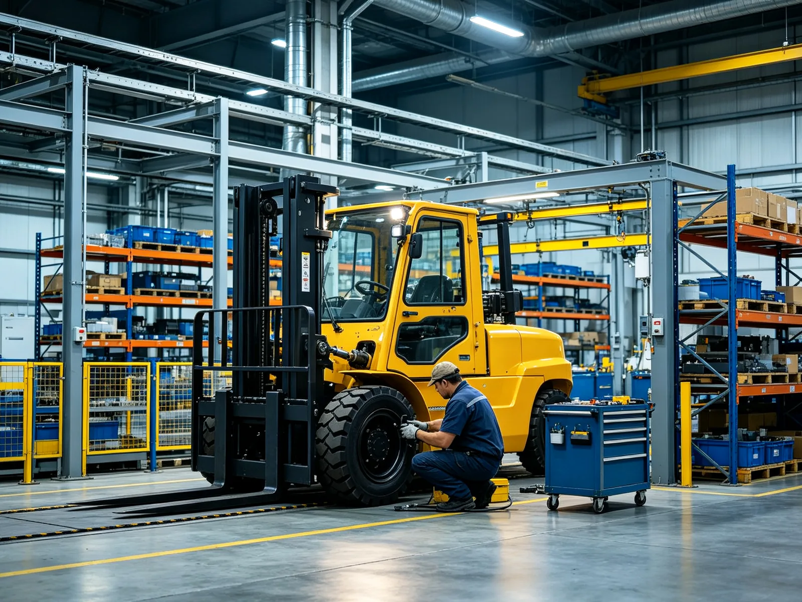 CASDE forklift and material staging area